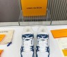 Мужские кожаные кроссовки на меху Louis Vuitton 2023 белые с синим