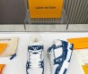 Мужские кожаные кроссовки на меху Louis Vuitton 2023 белые с синим