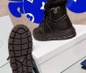 Женские кожаные высокие кроссовки на меху Prada 2023 черные