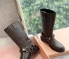 Женские кожаные сапоги Miu Miu 2023 коричневые с ремешками