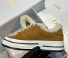 Женские замшевые кеды Christian Dior 2023 коричнево-желтые с мехом