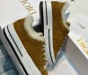 Женские замшевые кеды Christian Dior 2023 коричнево-желтые с мехом