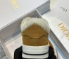 Женские замшевые кеды Christian Dior 2023 коричнево-желтые с мехом