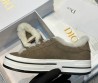 Женские замшевые кеды Christian Dior 2023 коричневые с мехом