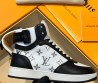 Женские высокие кроссовки Louis Vuitton 2023 белые с черным