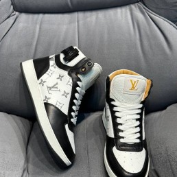 Женские высокие кроссовки Louis Vuitton 2023 белые с черным