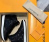 Женские высокие кроссовки Louis Vuitton 2023 черные с матовыми вставками