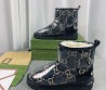 Женские комбинированные угги Gucci 2023 на меху черные