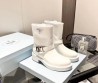 Женские кожаные сапоги Prada 2023 белые с пряжкой