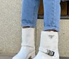 Женские кожаные сапоги Prada 2023 белые с пряжкой