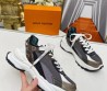 Женские комбинированные кроссовки Louis Vuitton 2023 серые с коричневым