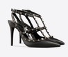 Женские черные кожаные туфли Valentino Garavani Rockstud на высоком каблуке