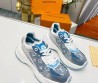 Женские комбинированные кроссовки Louis Vuitton 2023 синие с принтом