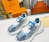 Женские комбинированные кроссовки Louis Vuitton 2023 синие с принтом