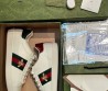 Женские кожаные кроссовки Gucci 2023 белые с полосками