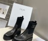Женские кожаные ботинки Celine 2023 черные с трикотажной частью