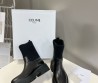 Женские кожаные ботинки Celine 2023 черные с трикотажной частью