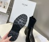Женские кожаные ботинки Celine 2023 черные с трикотажной частью