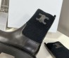 Женские кожаные ботинки Celine 2023 черные с трикотажной частью