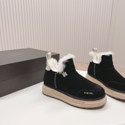 Женские замшевые ботинки на меху Amiri 2023 черные