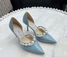 Женские лакированные туфли Jimmy Choo 2023 голубые с бусинами