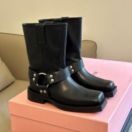 Женские кожаные сапоги Acne Studios 2023 черные