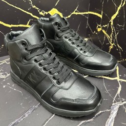 Мужские высокие кожаные кроссовки Bikkembergs 2023 черные