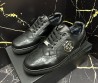 Мужские кожаные кроссовки Philipp Plein 2023 черные с перфорацией