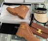 Женские текстильные ботинки Celine 2023 коричневые