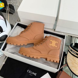 Женские текстильные ботинки Celine 2023 коричневые