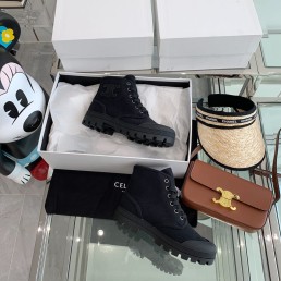 Женские текстильные ботинки Celine 2023 черные