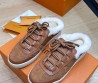 Женские комбинированные кроссовки на меху Louis Vuitton 2023 коричневые