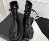 Женские кожаные ботинки Chanel 2023 черные с лакированным носом
