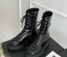 Женские кожаные ботинки Chanel 2023 лакированные черные