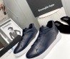 Мужские кожаные кроссовки на меху Ermenegildo Zegna 2023 синие