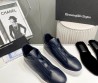 Мужские кожаные кроссовки на меху Ermenegildo Zegna 2023 синие