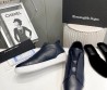 Мужские кожаные кроссовки на меху Ermenegildo Zegna 2023 синие