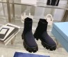 Женские текстильные ботинки Prada 2023 фиолетовые