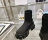 Женские текстильные ботинки Prada 2023 черные на толстой подошве