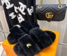 Женские меховые шлепанцы Louis Vuitton 2023 черные