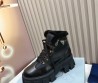 Женские кожаные ботинки на меху Prada 2023 черные