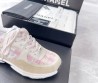 Женские комбинированные кроссовки Chanel 2023 бежевые с розовым
