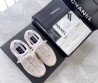 Женские комбинированные кроссовки Chanel 2023 бежевые с розовым