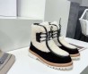 Женские замшевые ботинки с мехом Celine 2023 черные с бежевым