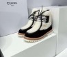 Женские замшевые ботинки с мехом Celine 2023 черные с бежевым