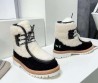 Женские замшевые ботинки с мехом Celine 2023 черные с бежевым