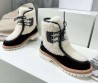 Женские замшевые ботинки с мехом Celine 2023 черные с бежевым