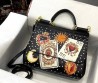 Женская кожаная сумка Dolce & Gabbana 2023 24x20 черная с картами