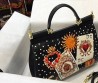 Женская кожаная сумка Dolce & Gabbana 2023 24x20 черная с картами