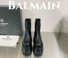 Женские кожаные сапоги на платформе Balmain 2023 черные